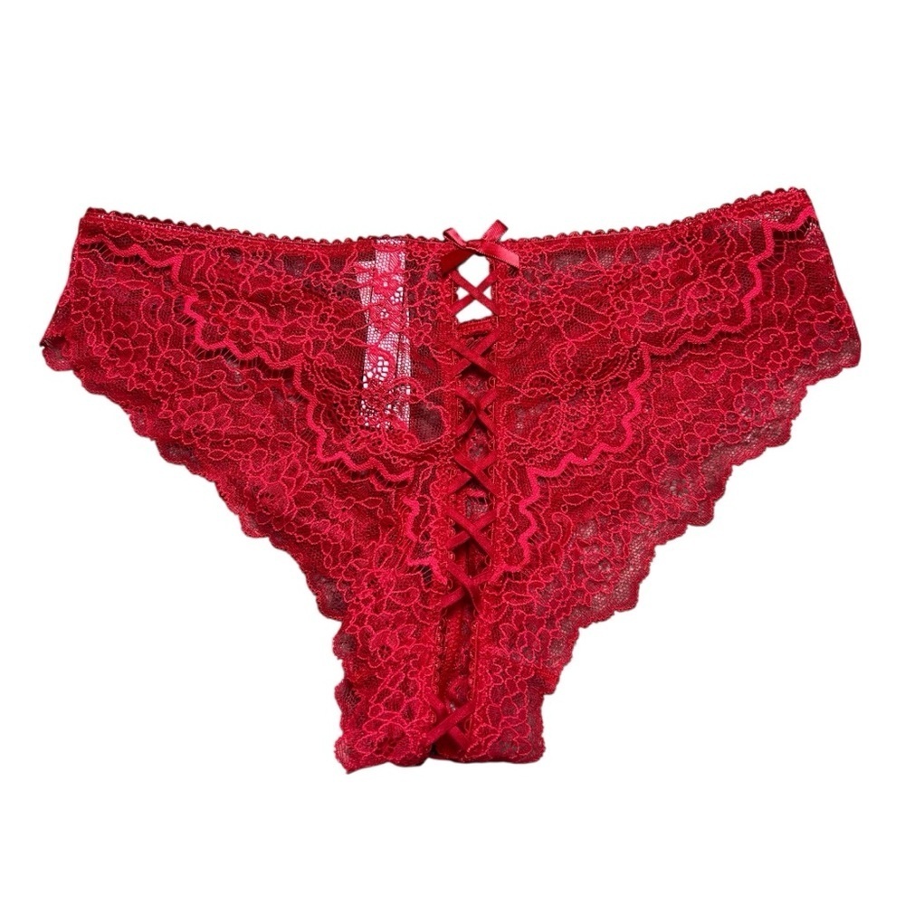 NWT Victorias Secret Dream Angels Lipstick Red Cheekini Panty Size S Lace
